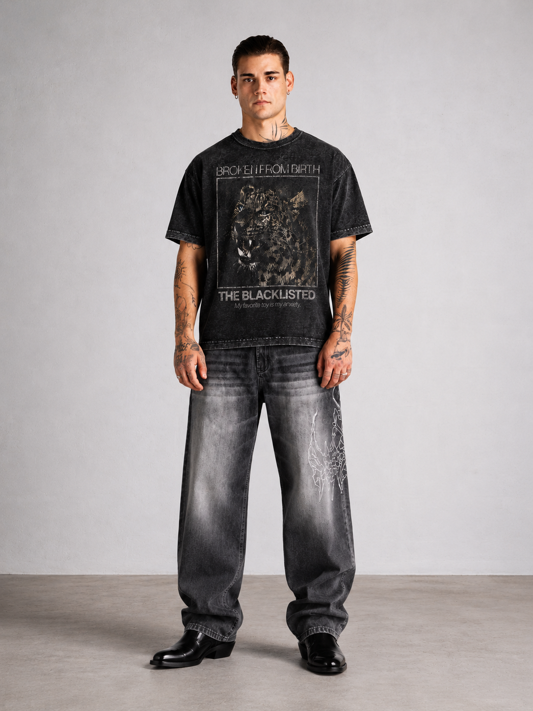 Broken From Birth Acid Wash T shirt