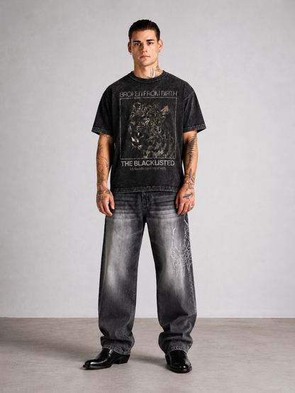 Broken From Birth Acid Wash T shirt